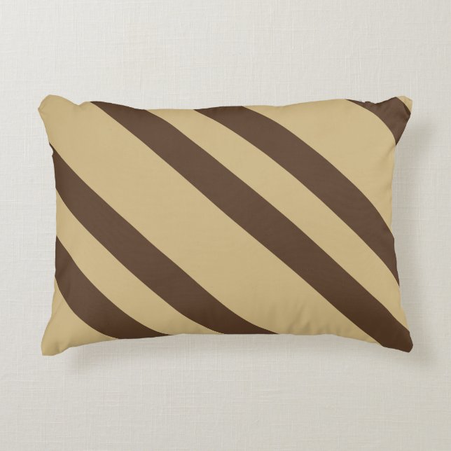Beige And Brown Stripes Accent Pillow (Front)