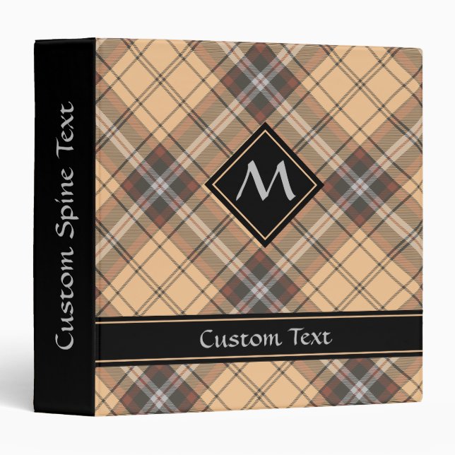 Beige and Brown Tartan 3 Ring Binder (Front/Spine)