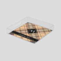 Beige and Brown Tartan Acrylic Tray