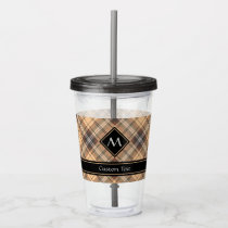 Beige and Brown Tartan Acrylic Tumbler