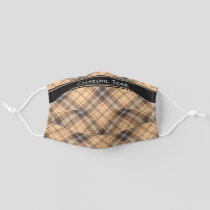 Beige and Brown Tartan Adult Cloth Face Mask