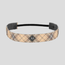 Beige and Brown Tartan Athletic Headband