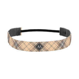 Beige and Brown Tartan Athletic Headband