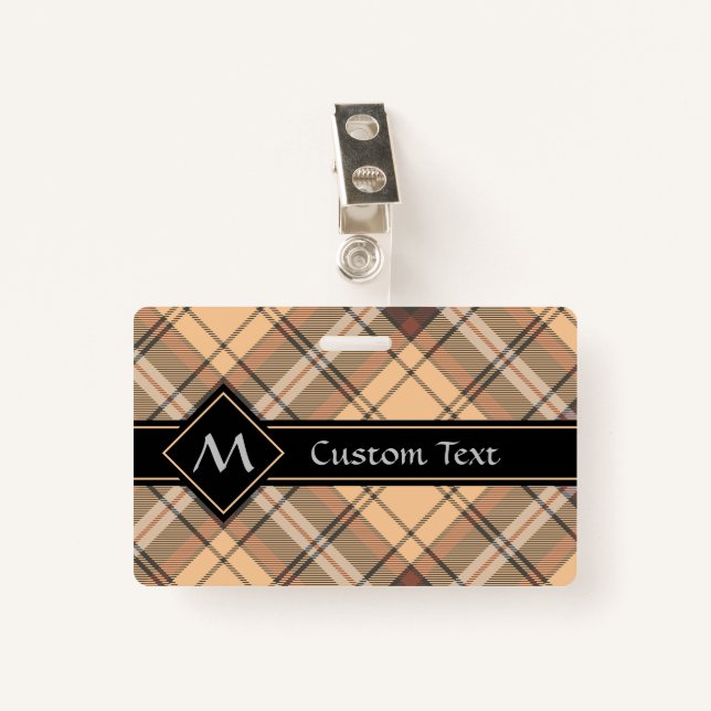Beige and Brown Tartan Badge (Front with Clip)