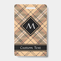 Beige and Brown Tartan Badge