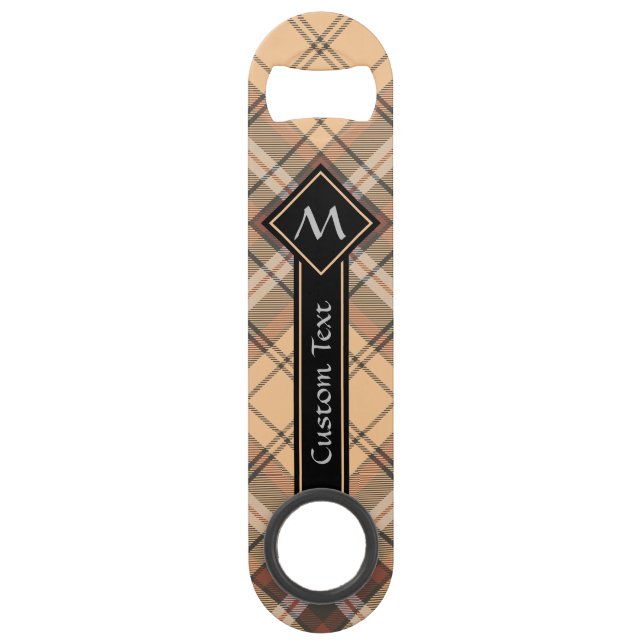 Beige and Brown Tartan Bar Key (Front)