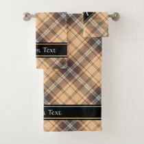 Beige and Brown Tartan Bath Towel Set