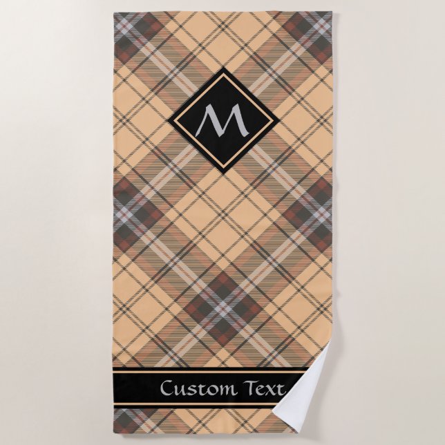 Beige and Brown Tartan Beach Towel (Front)
