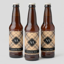 Beige and Brown Tartan Beer Bottle Label