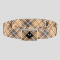 Beige and Brown Tartan Belt