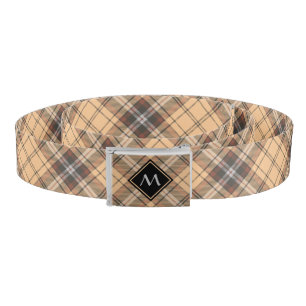 Beige and Brown Tartan Belt