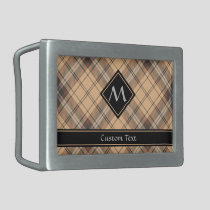 Beige and Brown Tartan Belt Buckle