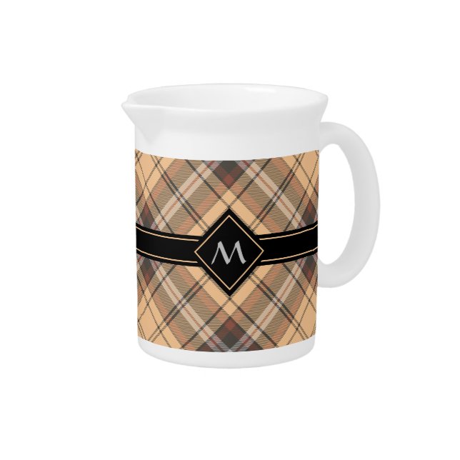 Beige and Brown Tartan Beverage Pitcher (Right)