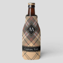 Beige and Brown Tartan Bottle Cooler