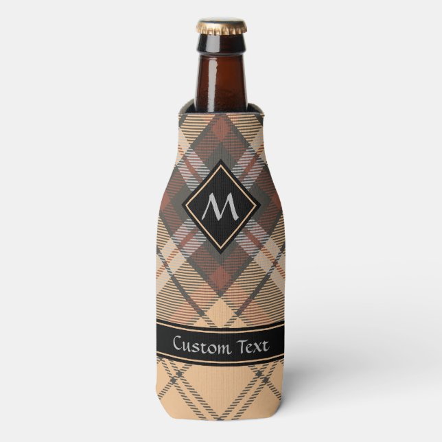 Beige and Brown Tartan Bottle Cooler (Bottle Front)