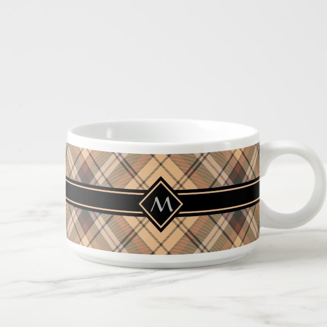 Beige and Brown Tartan Bowl (Left)