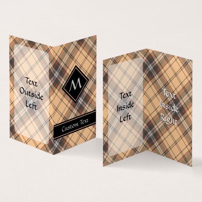 Beige and Brown Tartan Business Card (Inside and Outside)