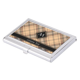 Beige and Brown Tartan Business Card Case