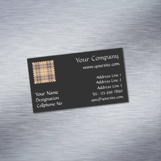 Beige and Brown Tartan Business Card Magnet (In Situ)