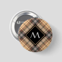 Beige and Brown Tartan Button