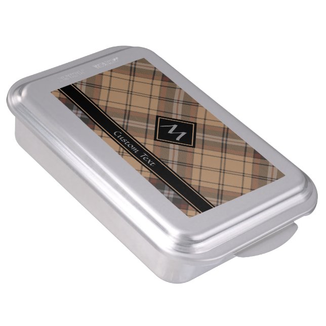 Beige and Brown Tartan Cake Pan (Side)