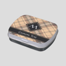 Beige and Brown Tartan Candy Tin