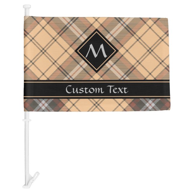 Beige and Brown Tartan Car Flag (Front)
