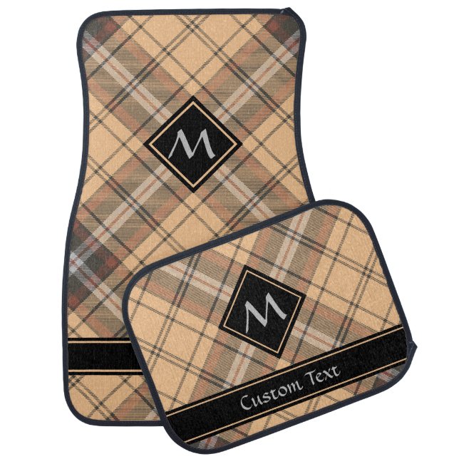 Beige and Brown Tartan Car Floor Mat (Set)