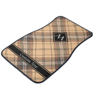Beige and Brown Tartan Car Floor Mat