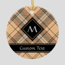 Beige and Brown Tartan Ceramic Ornament