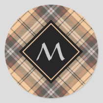 Beige and Brown Tartan Classic Round Sticker