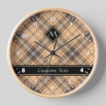 Beige and Brown Tartan Clock