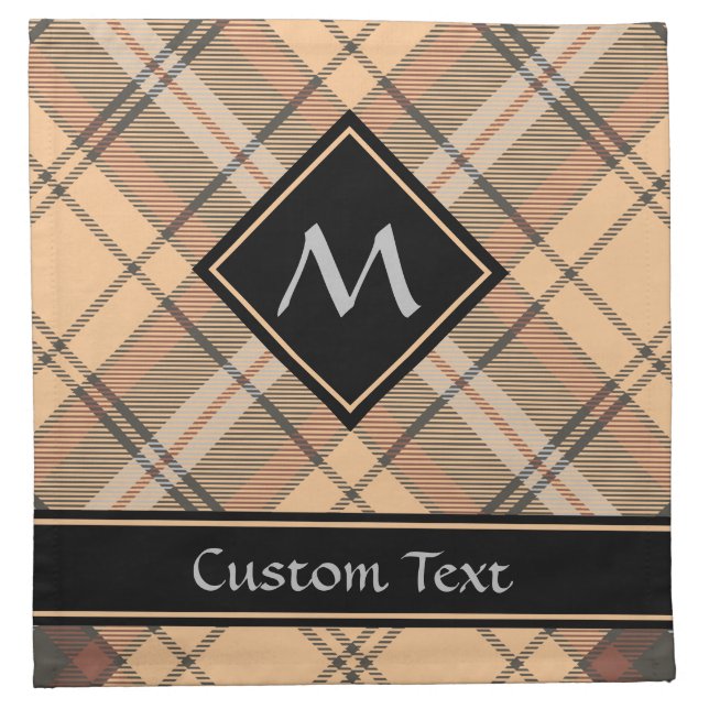 Beige and Brown Tartan Cloth Napkin (Front)