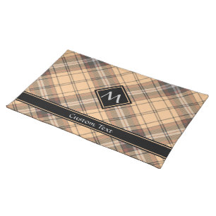 Beige and Brown Tartan Cloth Placemat