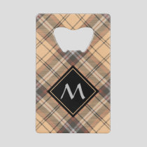 Beige and Brown Tartan Credit Card Bottle Opener