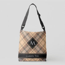 Beige and Brown Tartan Crossbody Bag