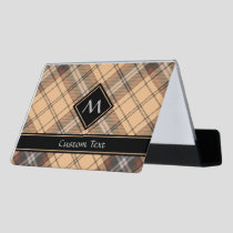 Beige and Brown Tartan Desk Business Card Holder