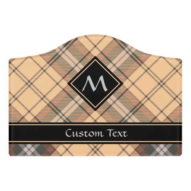 Beige and Brown Tartan Door Sign (Small Crest Front)