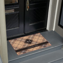 Beige and Brown Tartan Doormat