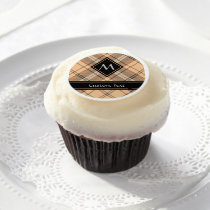 Beige and Brown Tartan Edible Frosting Rounds