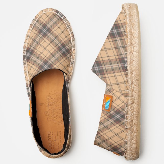 Beige and Brown Tartan Espadrilles (Side)