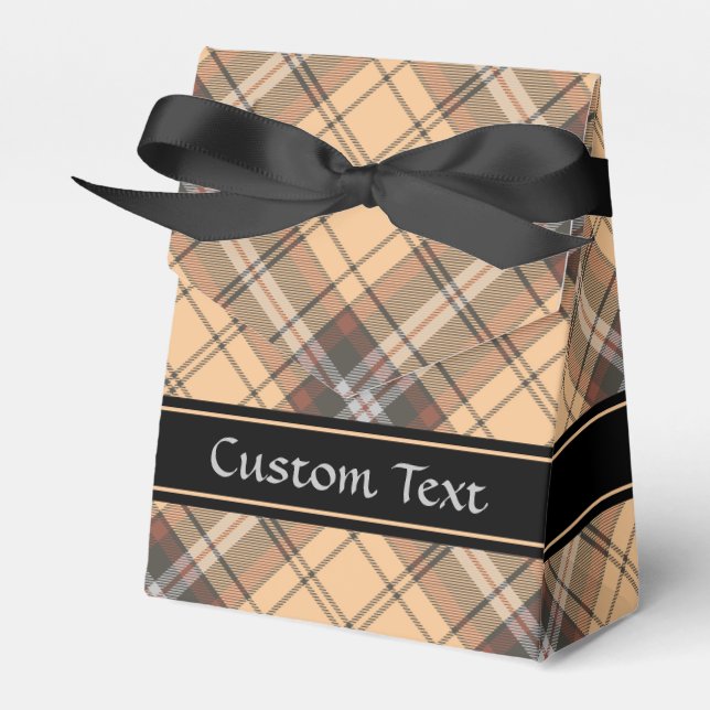 Beige and Brown Tartan Favor Boxes (Front Side)
