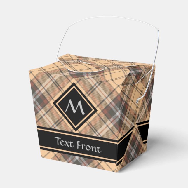 Beige and Brown Tartan Favor Boxes (Front Side)