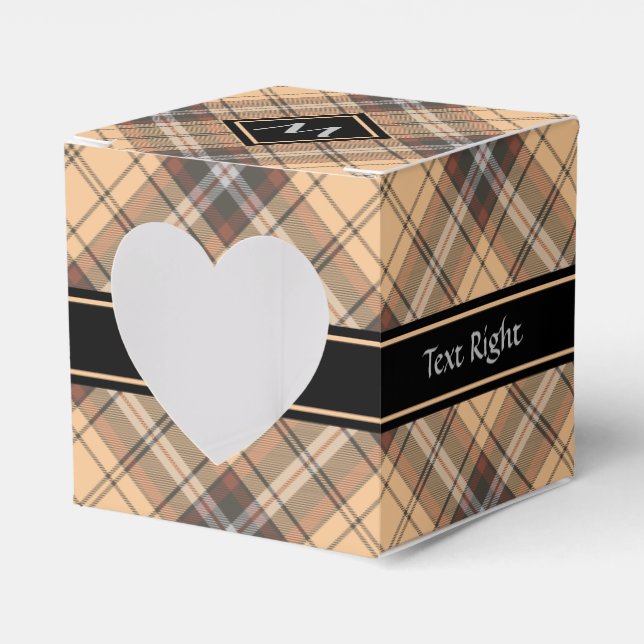 Beige and Brown Tartan Favor Boxes (Front Side)