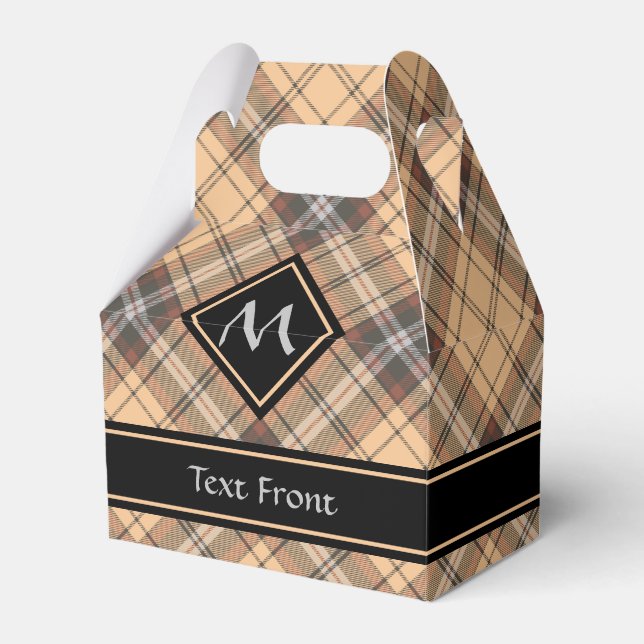 Beige and Brown Tartan Favor Boxes (Front Side)