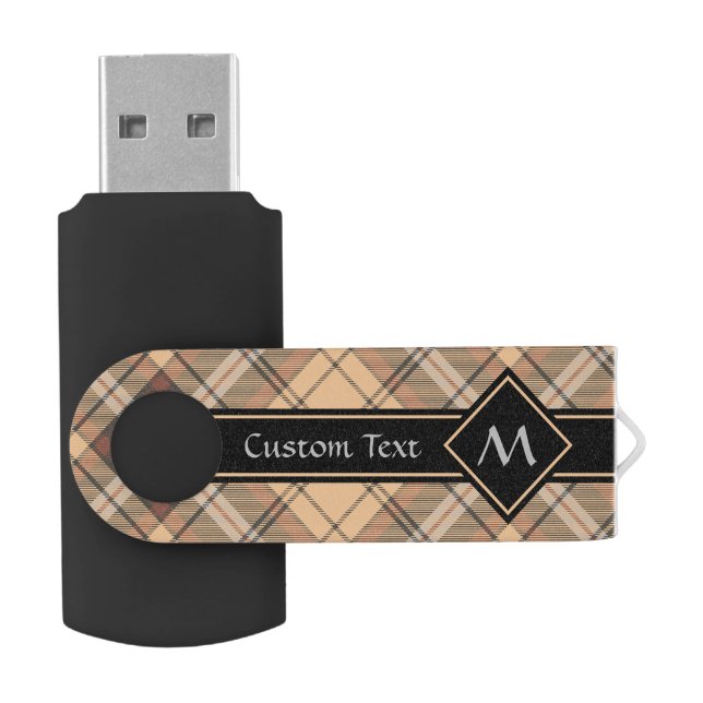Beige and Brown Tartan Flash Drive (Opened)