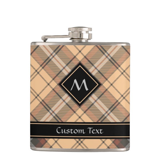 Beige and Brown Tartan Flask (Front)