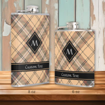 Beige and Brown Tartan Flask