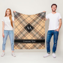 Beige and Brown Tartan Fleece Blanket