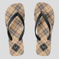 Beige and Brown Tartan Flip Flops